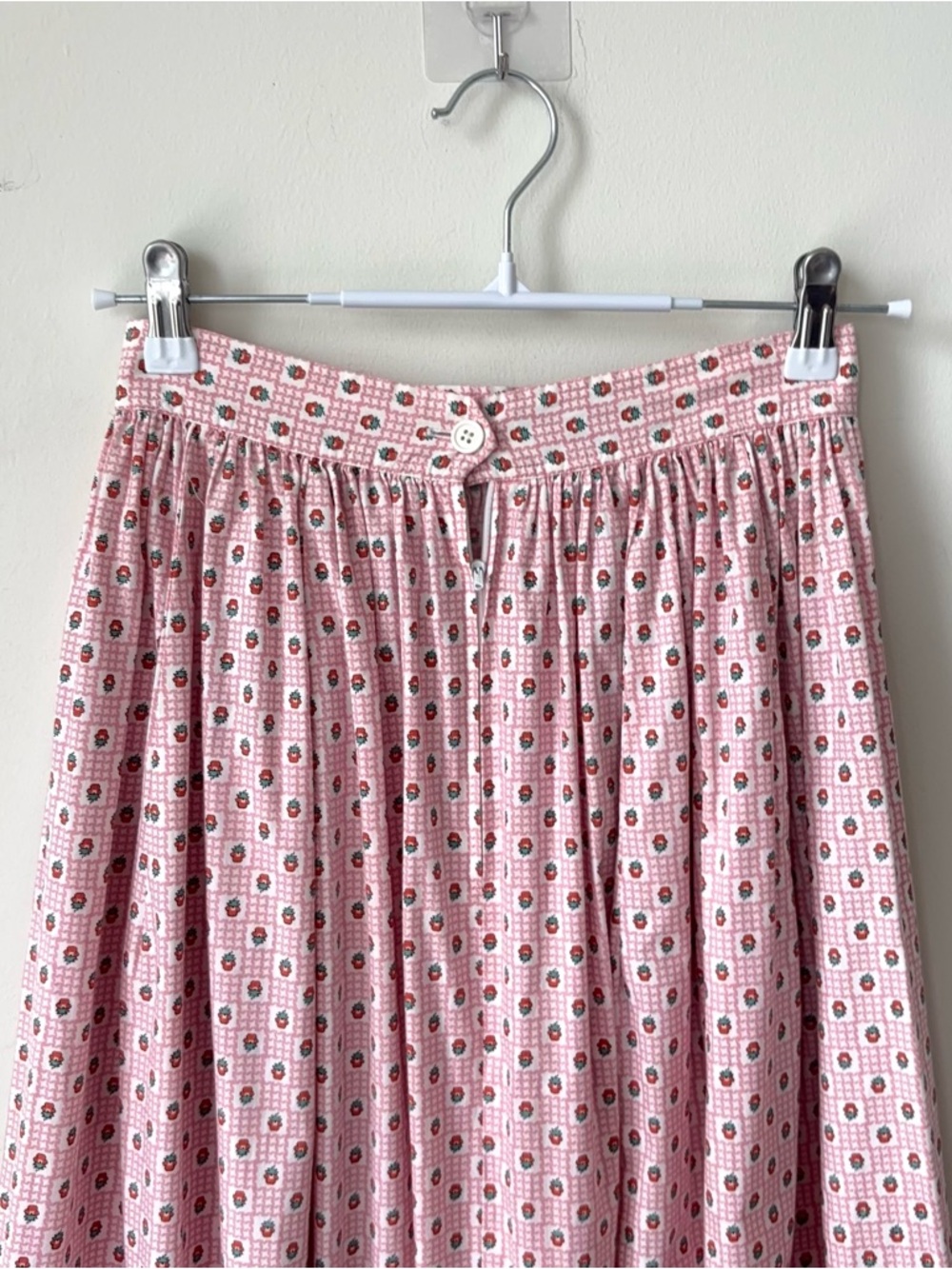 Vintage 80s Ralph Lauren Strawberry Print Skirt Size 6 Pocket Gathered Prairie - Picture 10 of 15